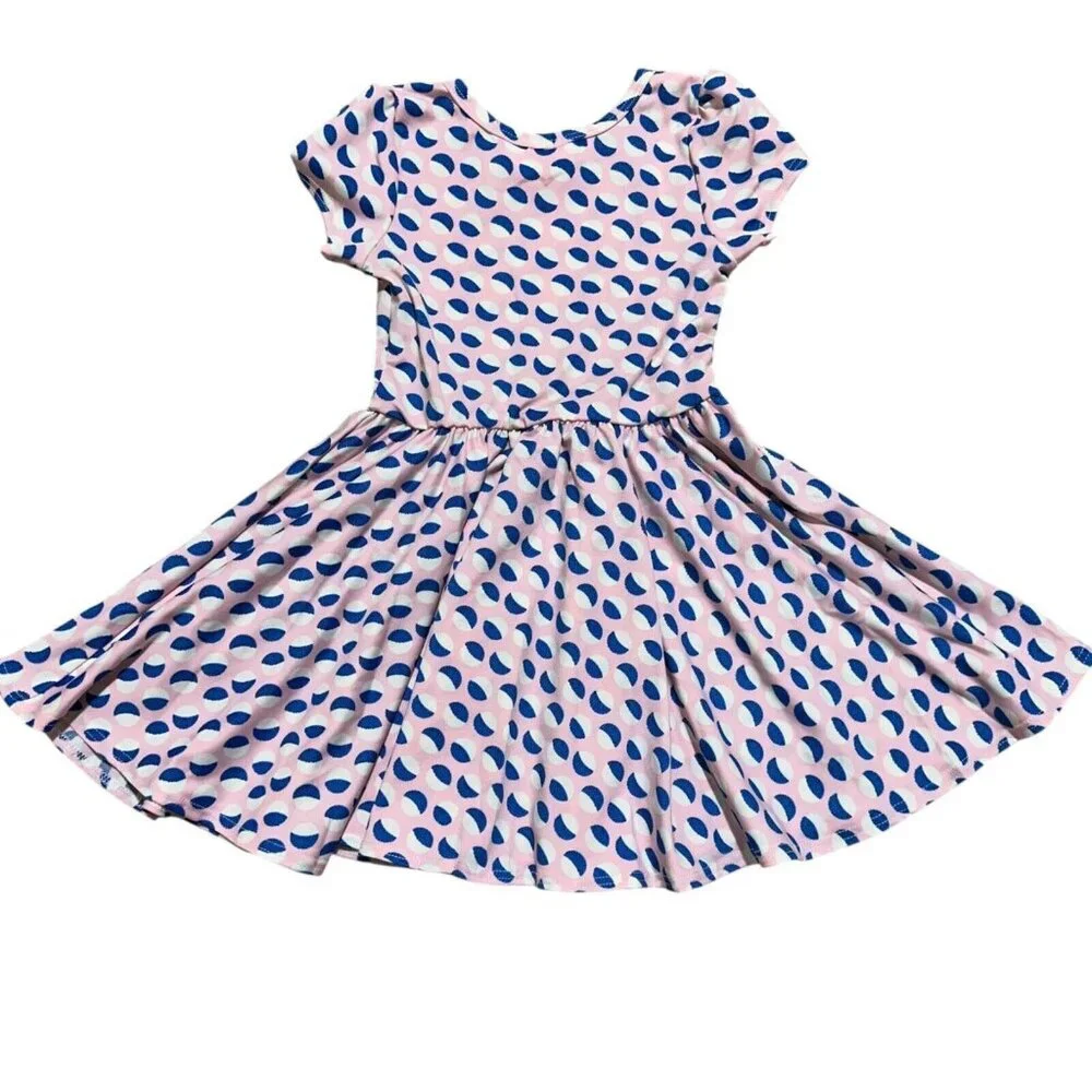 Dot Dot Smile‎ Toddler Girl Size 2T Pink Geometric Cap Sleeve Twirl Dress NWT
